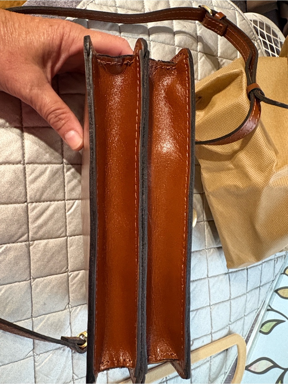 Patricia Nash Bella Leather Crossbody Bag - Brown and Natural - Picture 5 of 8